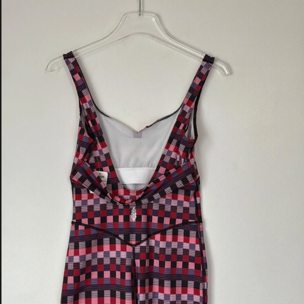 FP Movement by Free People Pink & Black Checkered Stretch Jumpsuit - Picture 6 of 10